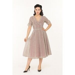 Vintage Women's S Sheer Swiss Dot Dress Overlay Classic Pin Up Cocktail Retro